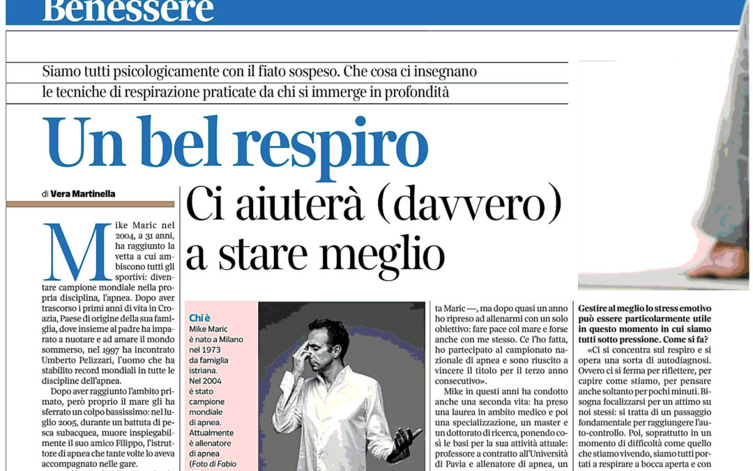 UN BEL RESPIRO CI AIUTERA’ A STAR MEGLIO – CORRIERE APRILE 2020